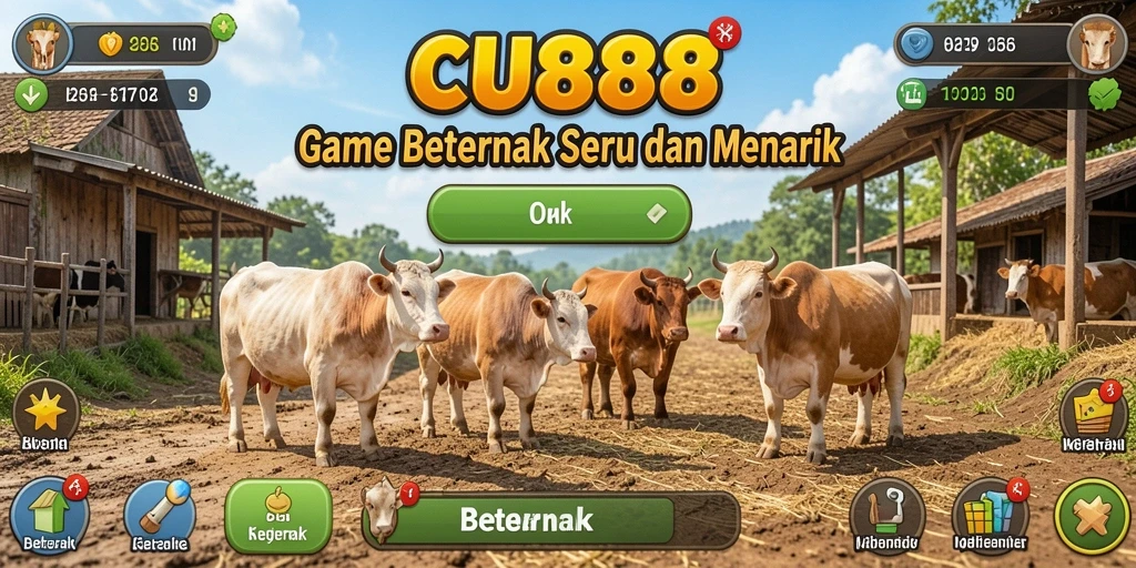 Antarmuka CU888 menampilkan kebun dan peternakan yang luas dan indah.