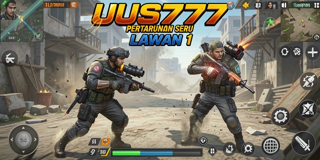 Antarmuka UUS777 menampilkan duel tempur 1 lawan 1 yang seru dan penuh aksi.